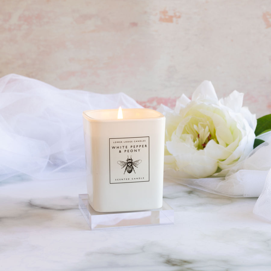 White Pepper & Peony Home Scented Candle - Home Candle - Lower Lodge Candles