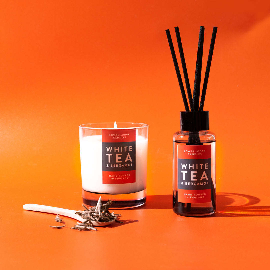 White Tea & Bergamot Scented Reed Diffuser - Reed Diffuser - Lower Lodge Candles