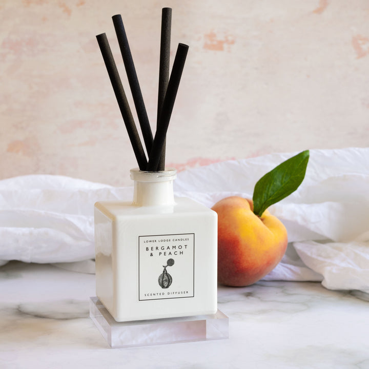 Bergamot & Peach Scented Reed Diffuser - Reed Diffuser - Lower Lodge Candles