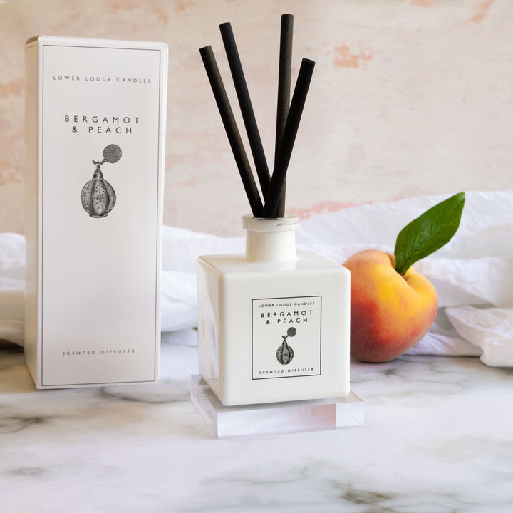 Bergamot & Peach Scented Reed Diffuser - Reed Diffuser - Lower Lodge Candles