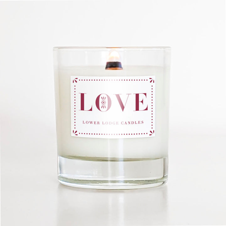 Love Wood Wick Scented Valentines Candle
